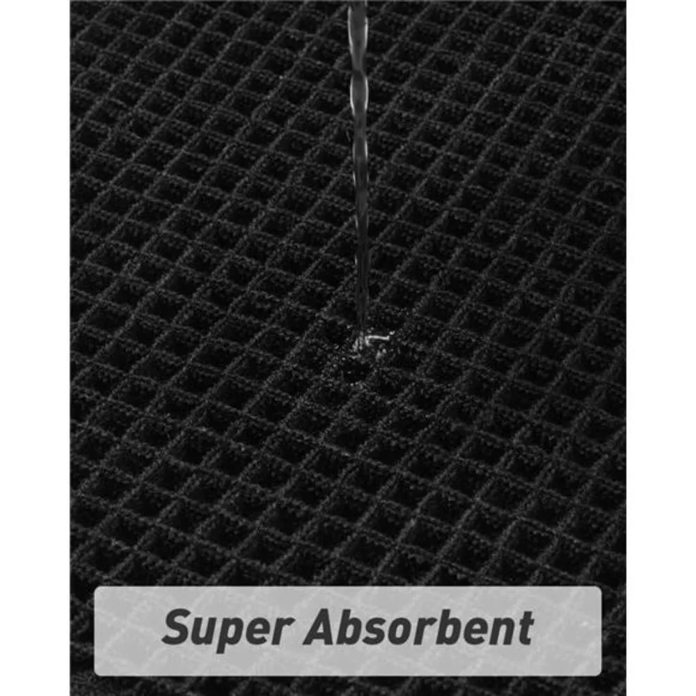 Black Waffle Bath Mat Non Slip Absorbent Soft Rubber Backed Bathroom Rug 17x24